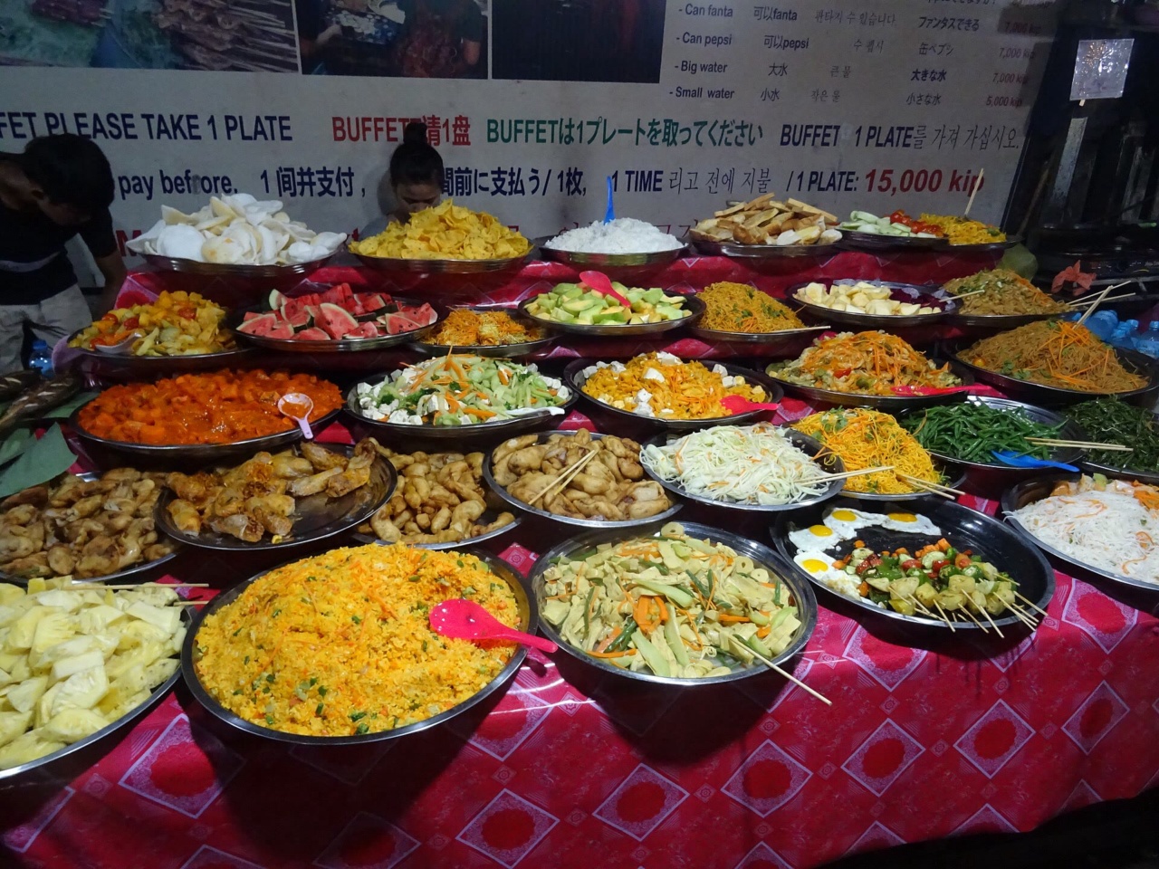 A food buffet at the Luang Prabang Night Market