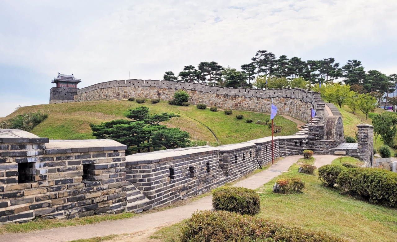 A section of the walls of Hwaseong Fortress in Suwon