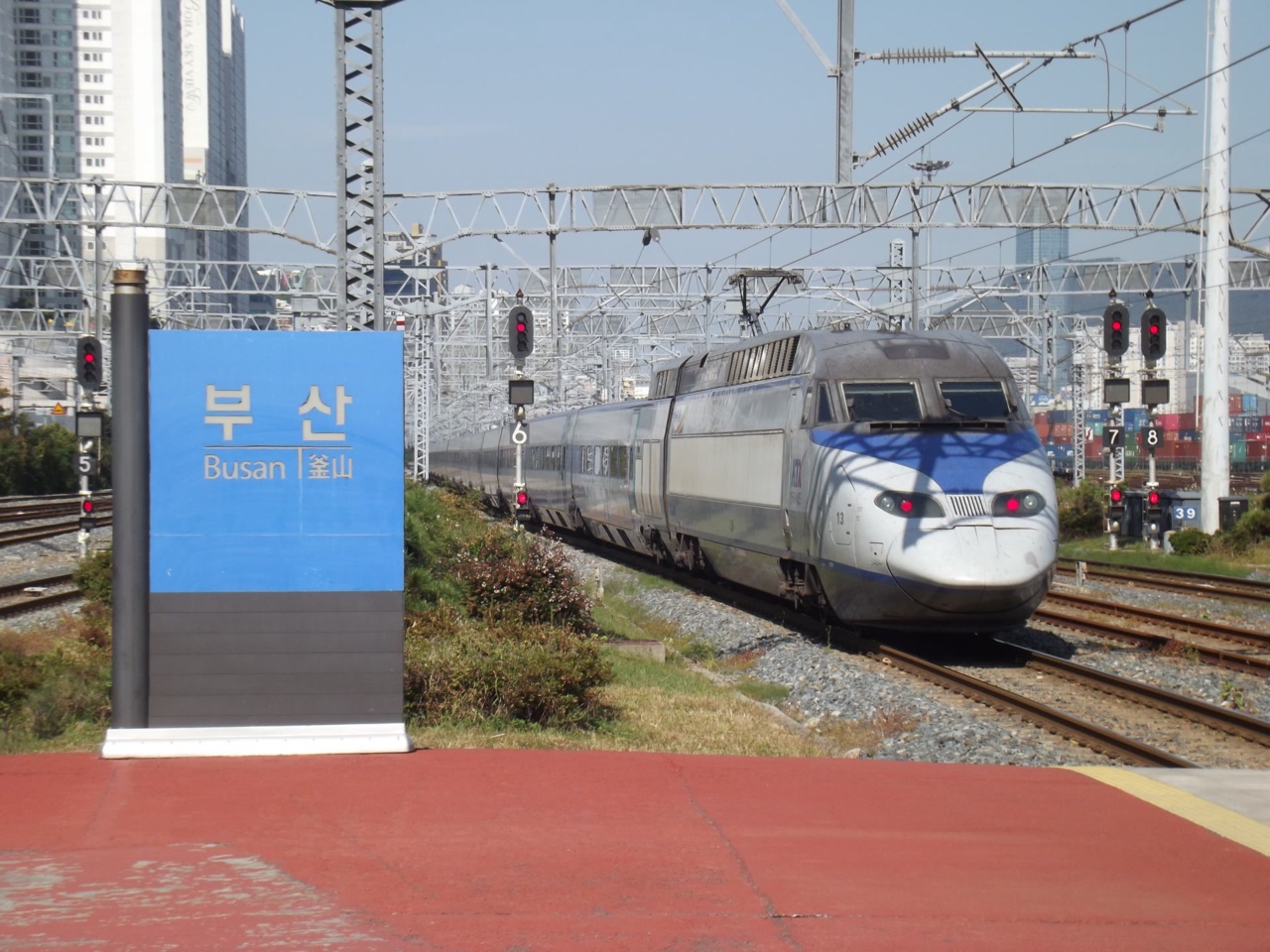 A KTX train at Busan Station