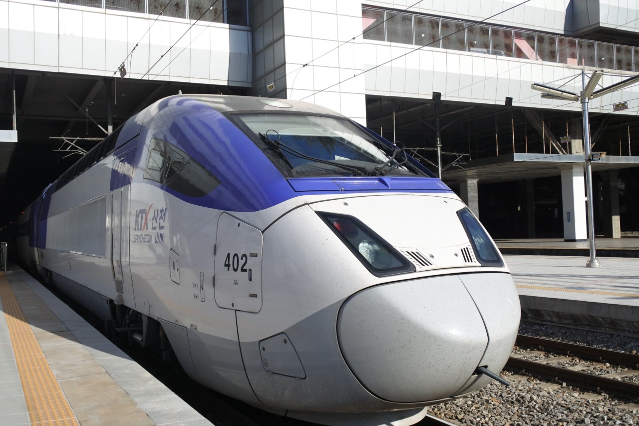 A KTX high-speed train at Yongsan Station