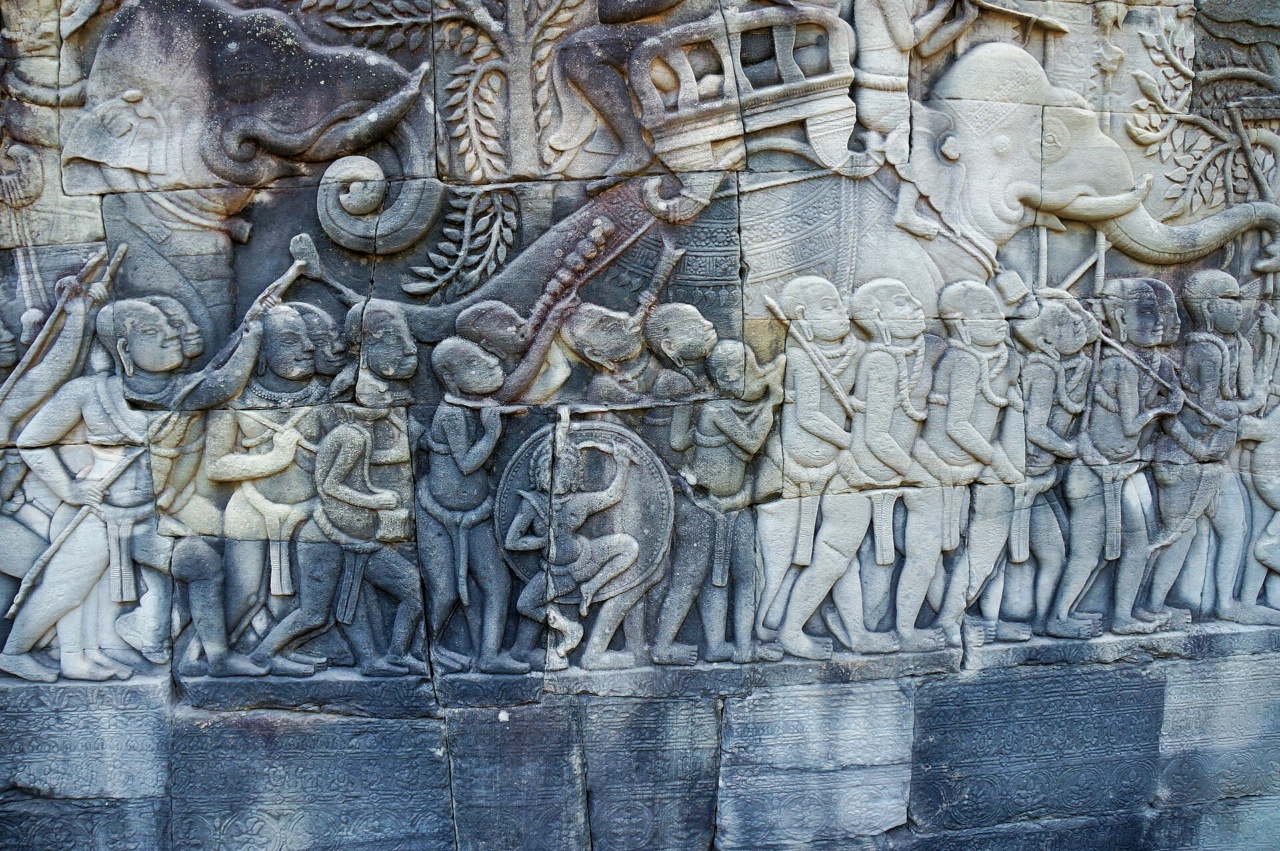 A carved relief in the outer gallery of Bayon