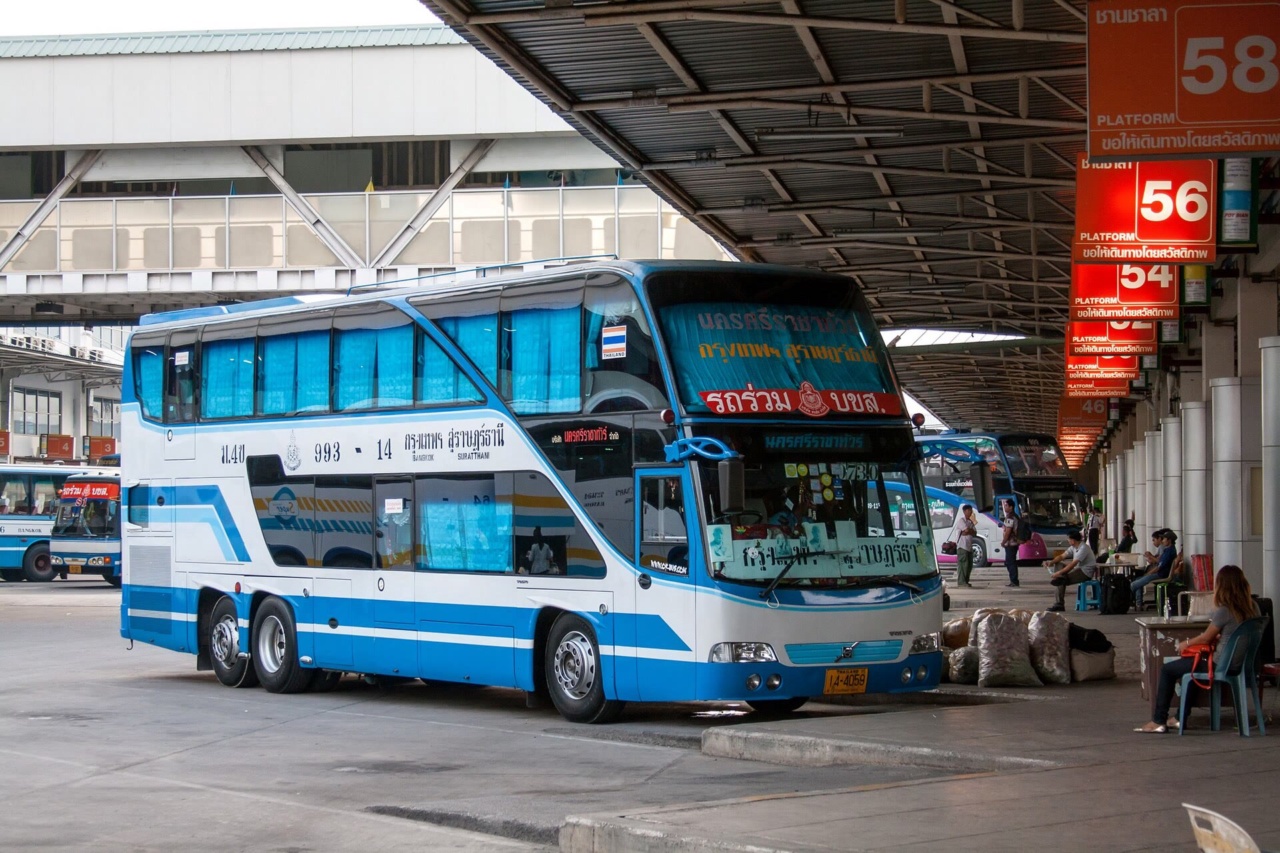A long-distance bus at the platforms of the Southern Bus Terminal (Sai Tai Mai)