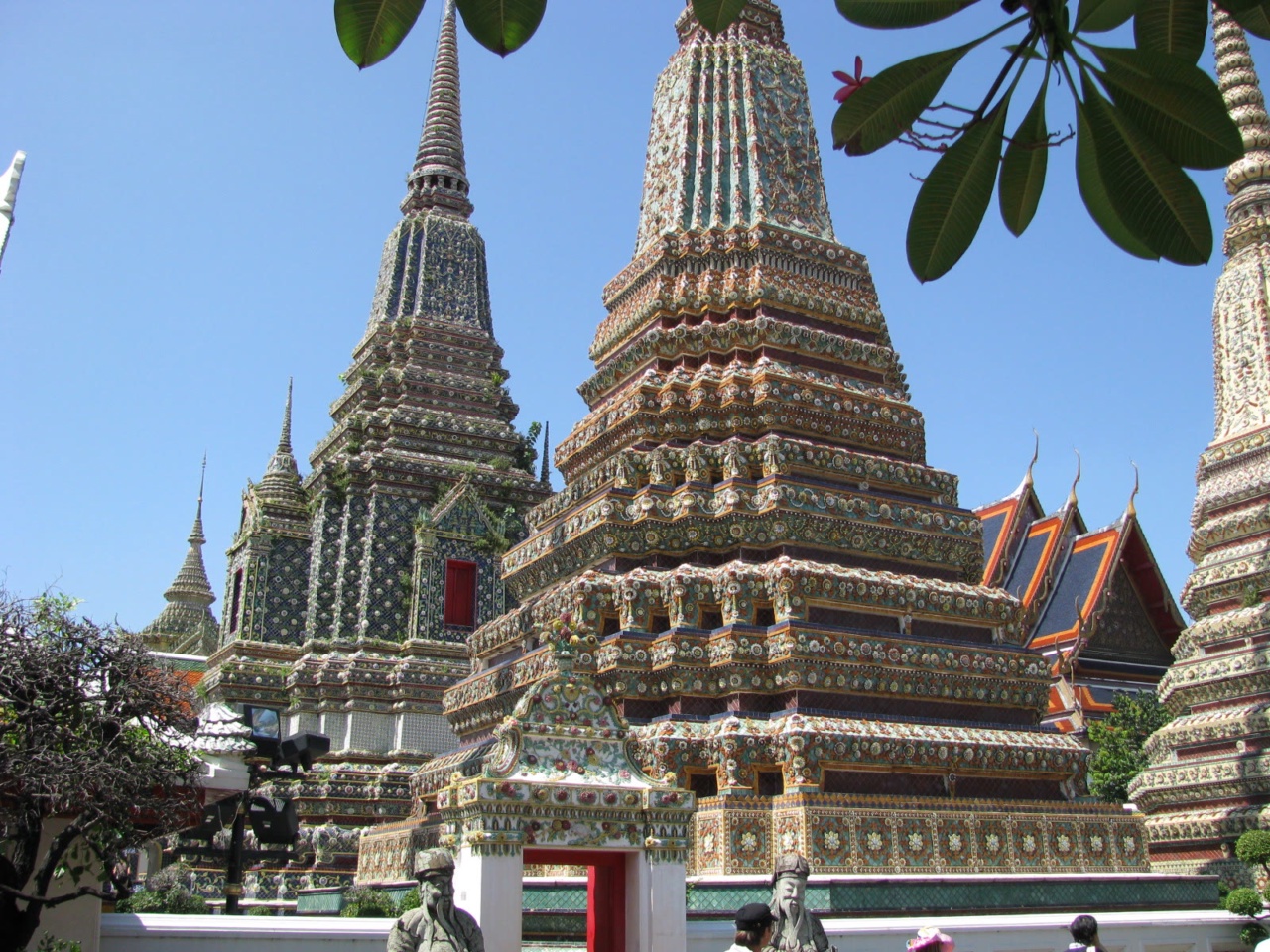 Decorated chedis at Wat Pho.