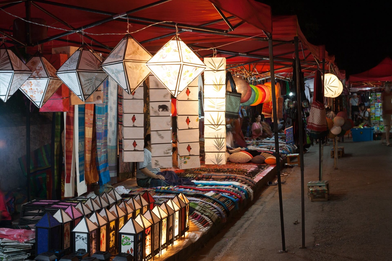 Stalls with lanterns and textiles at the Luang Prabang Night Market