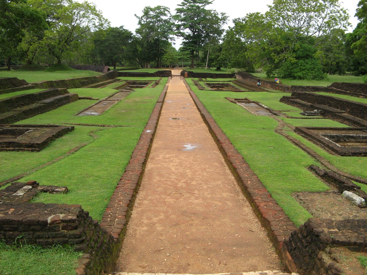 The symmetrical water gardens at the foot of Sigiriya