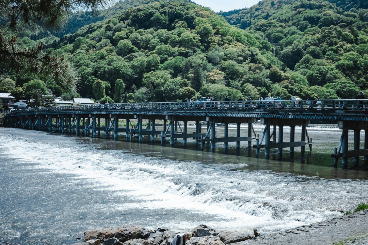 Togetsukyo Bridge over the river in Arashiyama