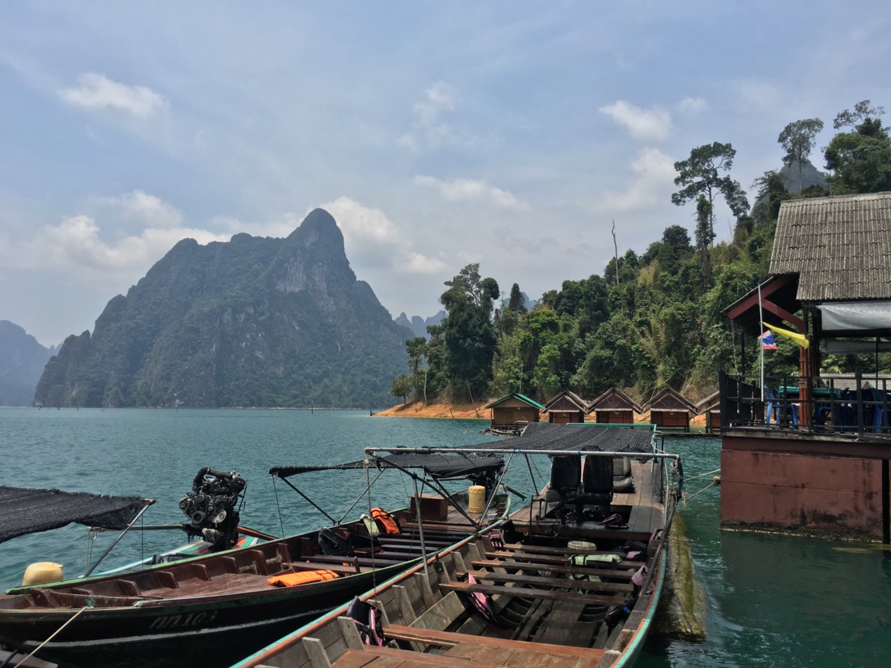 Longtail boats on Cheow Lan Lake