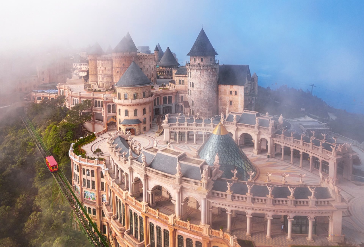 Aerial view of the French Village at Ba Na Hills