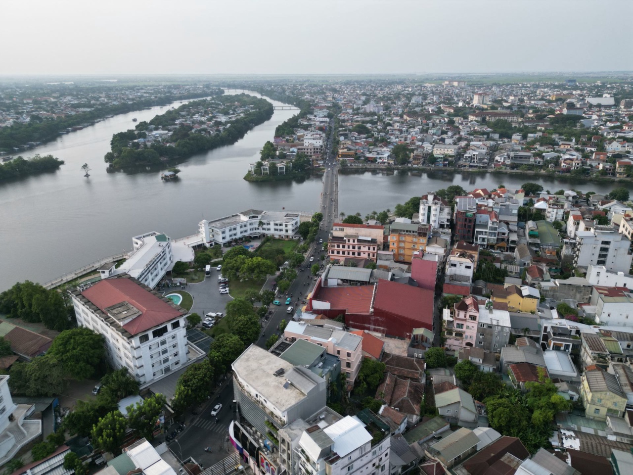 Aerial view of Hue and the Perfume River