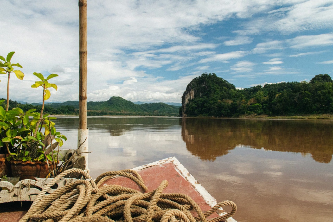 The Mekong River seen from the bow of a boat