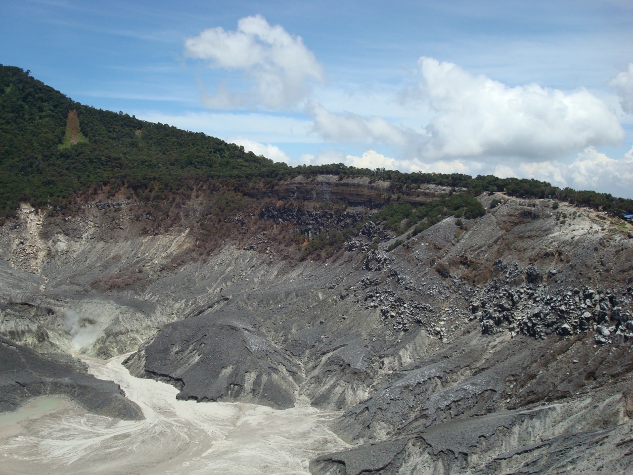 Vue sur le cratère du volcan Tangkuban Perahu